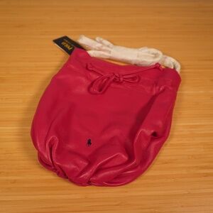 Polo Ralph Lauren The Pony Pouch Pink Leather OS Brand New
